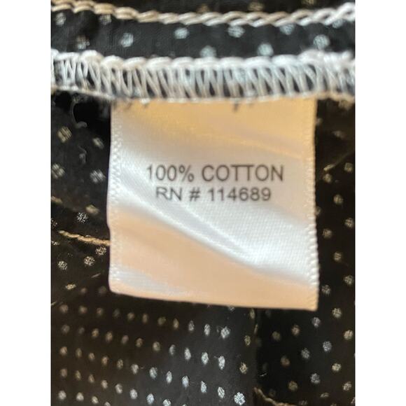 Cino Crinkle Button Up Blouse 3/4 Sleeves Cotton Sz XL Flip Cuffs Polka Dot - Picture 12 of 14